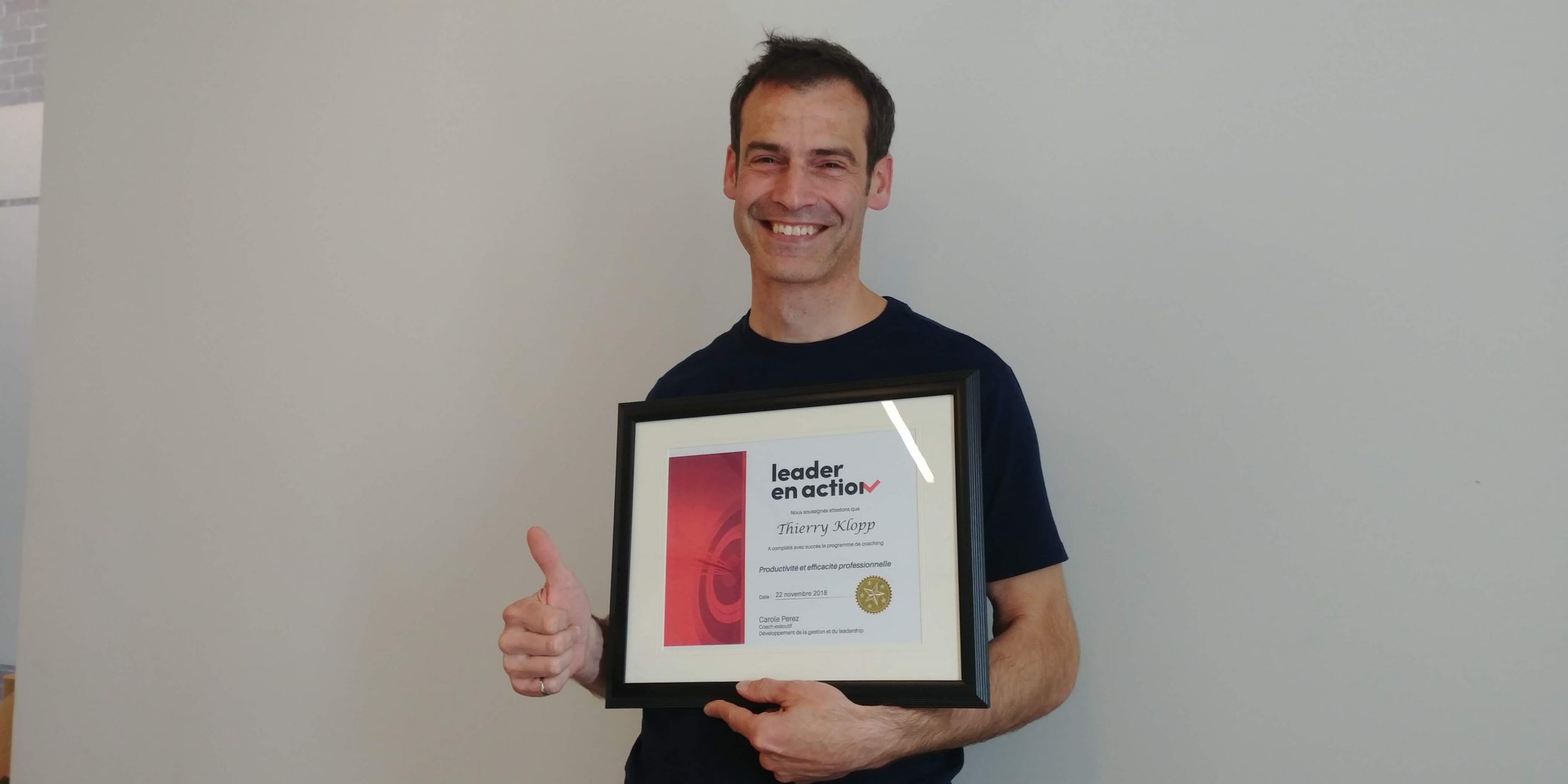 Productivité professionnelle et efficacité personnelle, graduation de Thierry Klopp de MTLS Aerostructure Leadership coaching gestion du temps priorités productivité efficacité